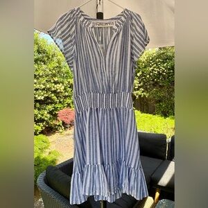 Rails Blue and White Striped Midi Dress